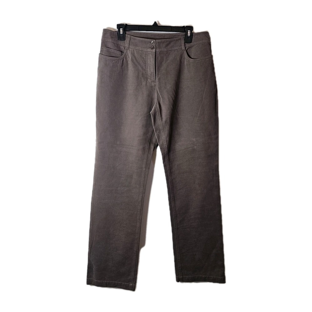 Eileen Fisher Womens Medium Pants Brown Straight Full Length Cotton Blend
